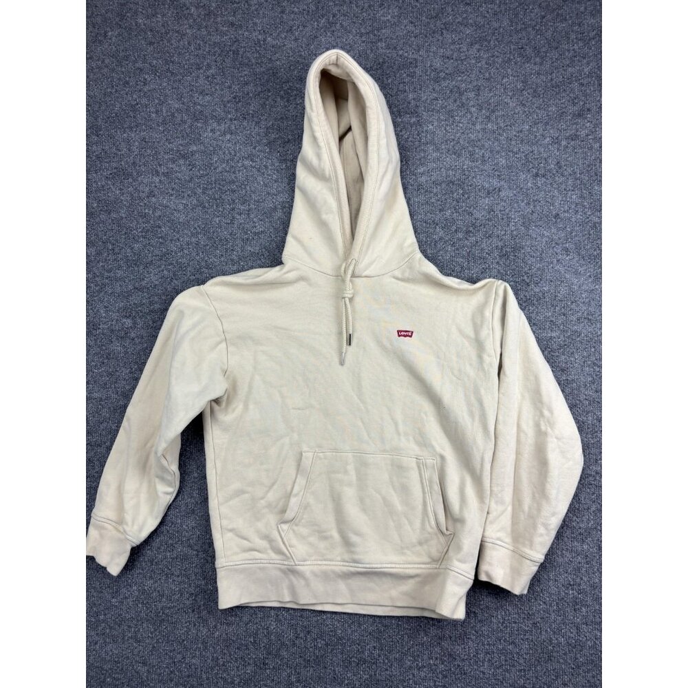 Levi's Hoodie Mens Small Beige Pullover Sweatshirt Embroidered‎ Red Tab Cotton